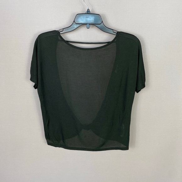 Nasty Gal Womens Sheer Twist Backless Crop Tee Short Sleeve in Black Siz… - Picture 1 of 6